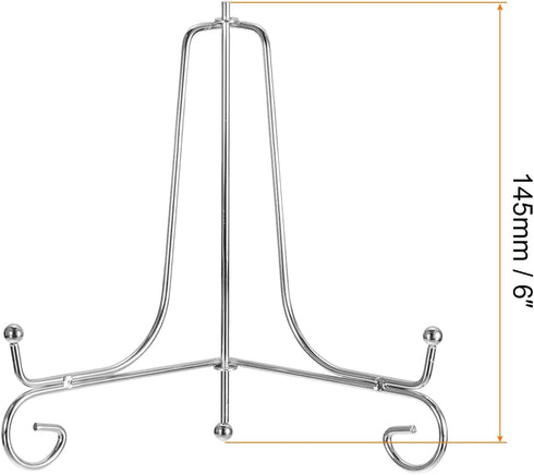 uxcell Plate Stand for Display, 6 Inch 2Pcs Iron Decorative Plate Holder Metal Easel Folding Display Stand for Photo Picture Frame, Silver...