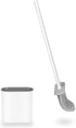 Toilet Brush and Holder Set for Bathroom, Deep-Cleaning Silicone Toilet Bowl Brush with Non-Slip Long Plastic Handle(White)...