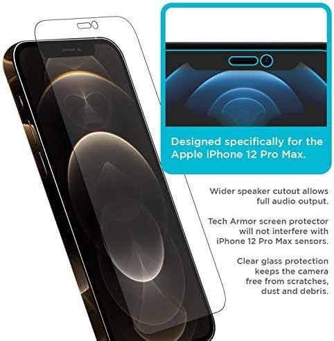 Tech Armor HD Clear Film Screen Protector Designed for Apple iPhone 12 Pro Max 6.7 Inch 4 Pack 2020...