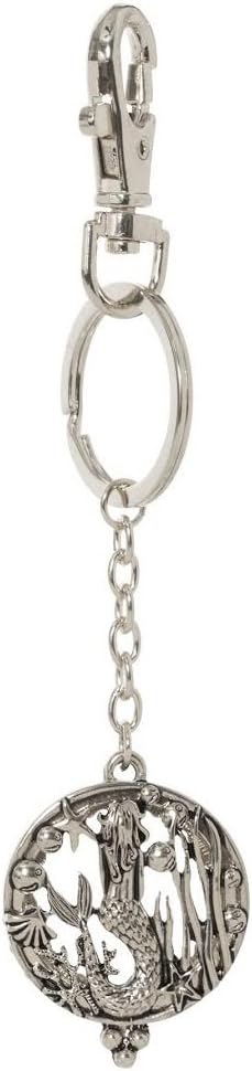 Mermaid 4X Magnifying Glass Sliding Top Key Chain (Silver Tone)...