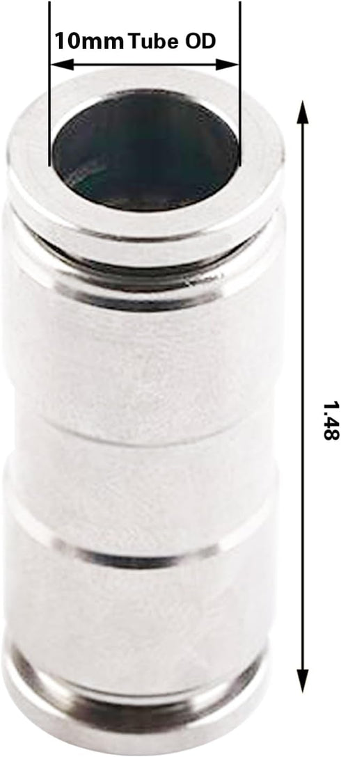 10mm Union Straight Push to connect fittings Stainless Steel Pneumatic Push Connectors,CEKER 10mm x 10mm Tube Quick Connect Fittings Air Line Fitt...