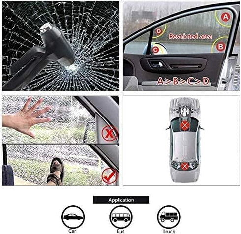 Car Window Breaker, Glass Breaker And Seatbelt Cutter, Emergency Car Glass Safety Hammer, Window Punch Seatbelt Cutter For Family Rescue & Auto Es...