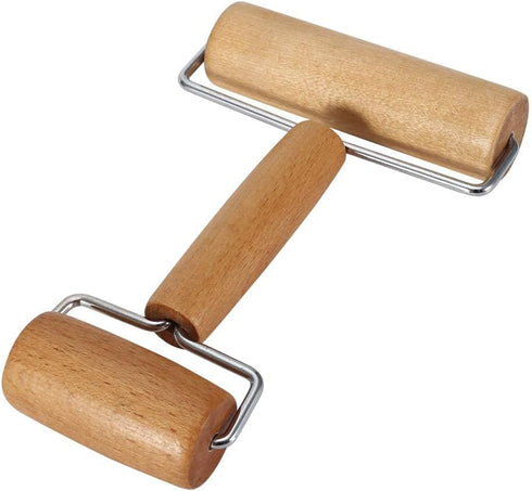 Pizza Roller Wood Dough Roller Pastry Roller Double Head Baking Roller Non Stick Pizza Dough Roller Wooden Bread Roller Food Roller Small Dough Ro...