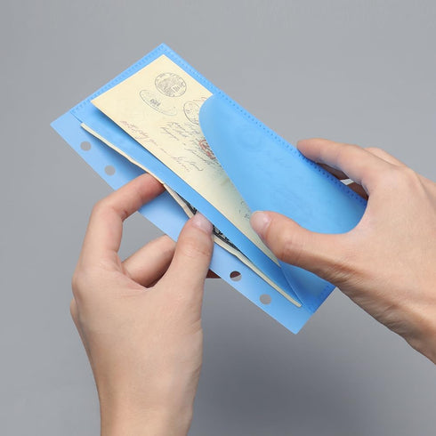 Blue Cash Envelopes A6 Budget Binder Inserts with 2 Pockets 5 Plastic Binder Pockets Planner Inserts for 6 Ring A6 Binders Organizer Notebook Refi...