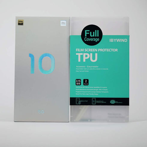 Ibywind Screen Protector For Xiaomi Mi 10/10 Pro,with 2Pcs Flexible TPU Film,1Pc Camera Lens Protector,1Pc Backing Carbon Fiber Film [Fingerprint ...