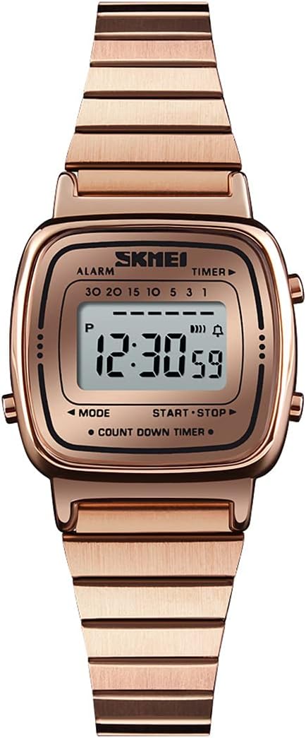 MASTOP Women's Classic Simple Petite Electronic Quartz Watch Stainless Steel Square Slim Led Watch Digital Watch...