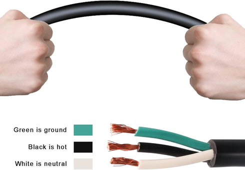 18 Gauge Replacement Power Cord?6.46Ft Cable 110V 115V 120V 125V 300V Pigtail for Appliance, NEMA 5-15P Plug US SJT 18AWG (18/3),Power Cord Replac...
