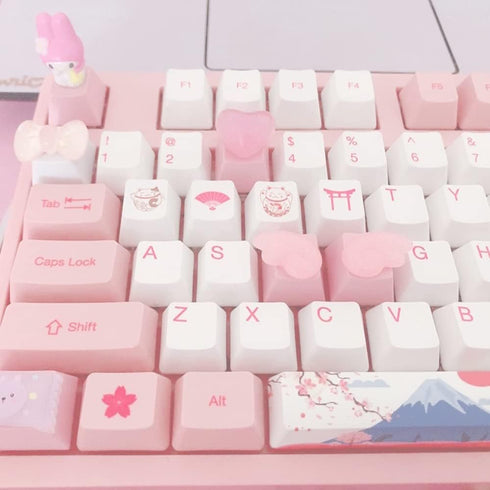 Handmade Cute Keycaps,Compatible with Cherry MX Switches Mechanical Keyboard Pink PBT Keycap,Computer Gaming Keyboards Key Caps,Artisan ESC OEM Pr...