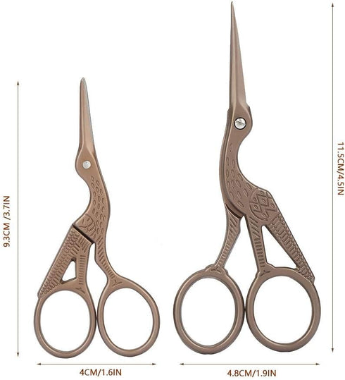 Embroidery Scissors Stork, 2 Pcs Bird Scissors Black Stainless Steel Crane Design Embroidery Scissors, Stork Shears Scissors for DIY Embroidery, C...