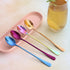 JUCOXO Long Handle Iced Tea Spoon, Stainless Steel Coffee Mixing Spoons, Long Cream Dessert Spoons Set of 4 (Rainbow), Dishwahser Safe...