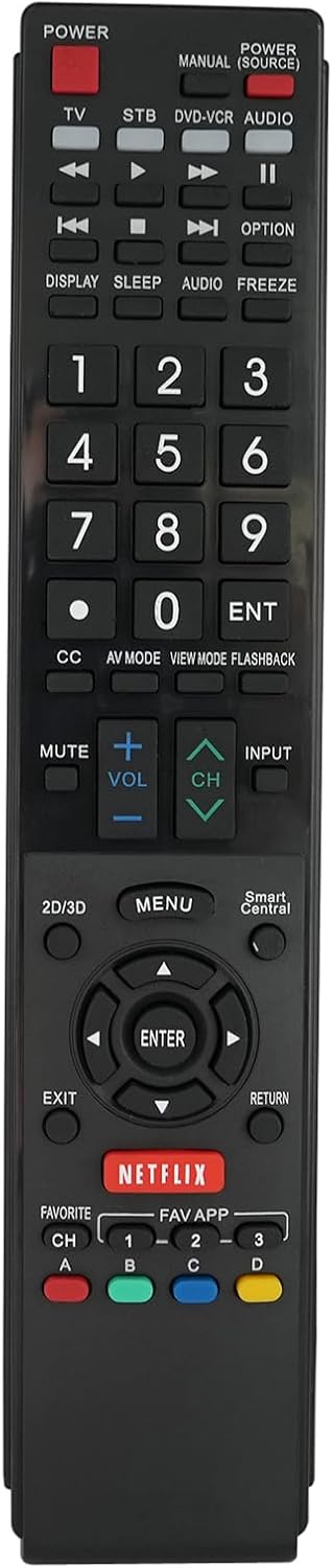 Replaced Remote Control Compatible for Sharp LC60LE857U LC-60LE650U LC-52LE832U LC-52LE810UN LC-70LE835U LC46LE832U AQUOS LED LCD HD TV with Netfl...
