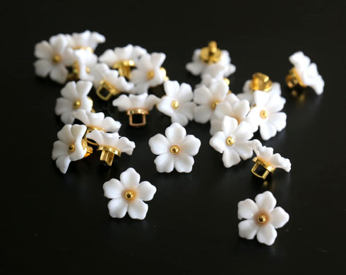 Flower Buttons for Sewing Plastic Craft Button 13mm(0.52 Inch) Pearl White Yellow 3 Colors Mix Pack of 30pcs...