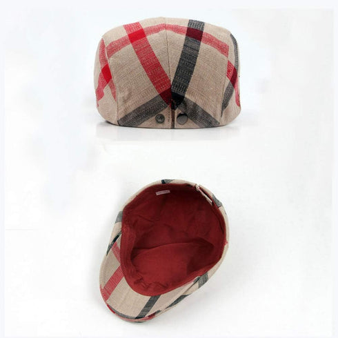 Gudessly Mens Adjustable Colorful Striped Plaid Ivy Newsboy Cabbie Gatsby Golf Cap Flat Cotton Hat Thin Cap...