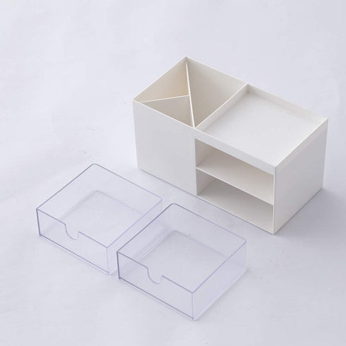 Desktop Storage Organizer Mini Box for Office Supplies Container Pen Holder for Desk Cute Pencil Cup Pot Makeup Brush Holder (White)...