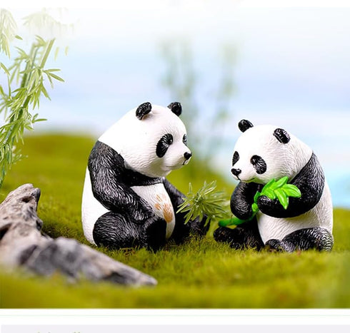 Panda Figurine Set of 8 - Chinese National Treasure Sculptures - Miniature Adorable Panda Family Statues - Perfect for Garden, Backyard, Terrace, ...