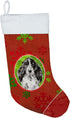 Caroline's Treasures CK3985CS Christmas Snowflakes Black Parti Cocker Spaniel Christmas Stocking Fireplace Hanging Stockings Christmas Season Part...