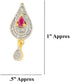 Touchstone Hollywood Glamour Cubic Zirconia CZs pear shape red faux ruby studded micron setting designer jewelry pendant set for women in gold and...