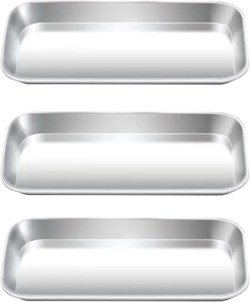 3pcs Metal Tray, Stainless Steel Tray for Tattoo Supplies, Resin, Bathroom, Lab Instrument...