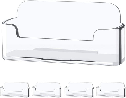 4 Pack Business Card Holder for desk - Office Clear Business Card Holder Stand,Display Plastic Business Card Stand Acrylic Business Card Holder...