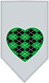 Pet and Dog Bandana Screen Printed, Green Argyle Heart Gray Small...