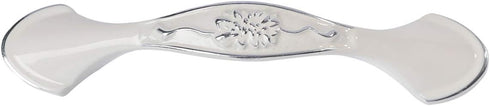 Solid Ivory Cabinet Hardware Handle Pull Lustrous Chrome Silver Flower Dresser Wardrobe Pull - 2.52" (64mm) Hole Centers, 5 Pack, Silver and Ivory...