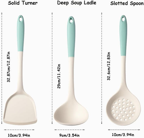 Silicone Kitchen Utensils Set, Non Stick Kitchen Spatulas Cooking Turners High Heat Resistant Cookware Kitchen Helper, 3 Pack...