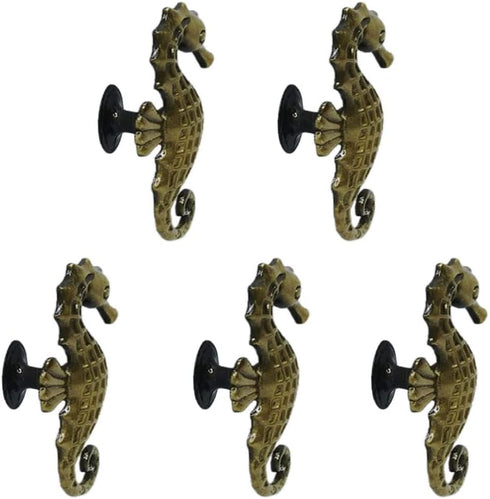 Sea Horse Cabinet Knobs 5Pcs Retro Hippocampus Drawer Pulls Handles Marine Style Zinc Alloy Knobs Handler -Single Hole Handles for Kitchen Cupboar...