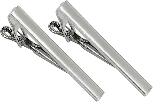 2.1 Inch Long Mens Tie Clip Clasp Bar Set for Regular Ties Spring Loaded End...