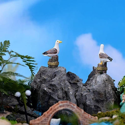 5Pcs Sea Bird Seagull Stand Stump Miniature Fairy Garden Home Houses Decoration Craft Micro Landscaping Decor DIY Accessories, Outdoor Statues, Ga...