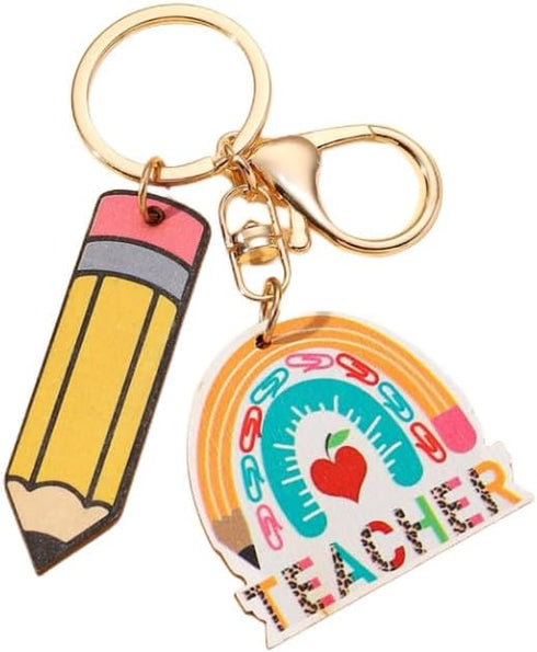 Wooden Rainbow Tassel Keychain Rainbow Inspirational Gifts Teacher Keyring for Teacher's Day Gift Back to School Keychain...