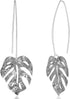Humble Chic Leaf Earrings for Women - Tropical Palm Threader Dangle Earrings - Long Hanging Boho Dangly Earrings Plated in Gold or Silver Tone...