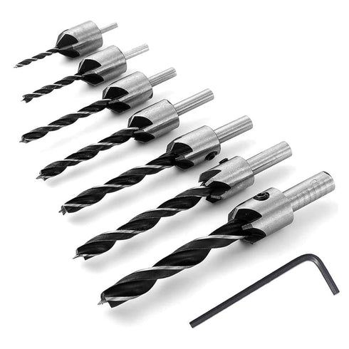 Mesee 7 Pieces HSS Countersink Drill Bit Set 3mm 4mm 5mm 6mm 7mm 8mm 10mm High Speed Steel Counter Sink Bits Carpentry Chamfer Reamer Woodworking ...