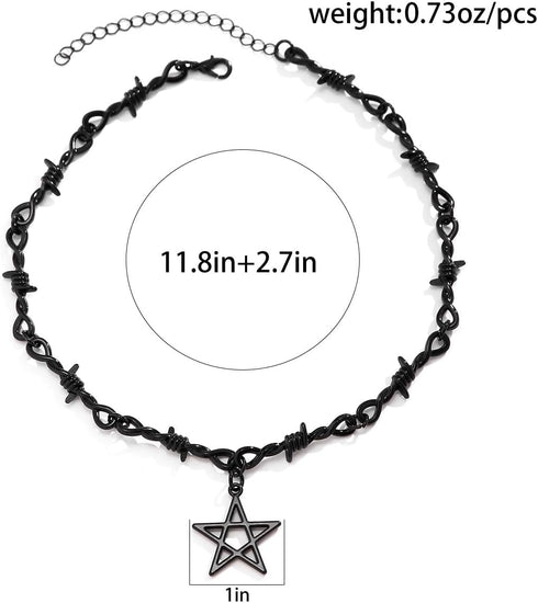 Gothic Star Necklaces, Pentagram Choker, Goth Black Choker Necklace for Women, Gothic Y2K Necklaces, Halloween Christmas New Year Goth Jewelry Gif...