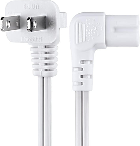 Universal 2 Prong Angled 18 AWG Power Cord - NEMA 1-15P to IEC320 C7 Figure 8 Shotgun Connector AC Power Supply Cable Wire Socket Plug Jack for PS...