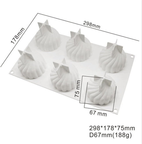Spiral Castle Shape Silicone Molds Cake Decorating Tools Bakeware French Dessert Mousse Cake Mold Baking Cupcake Silicone Mousse Mold - 6 Cavities...