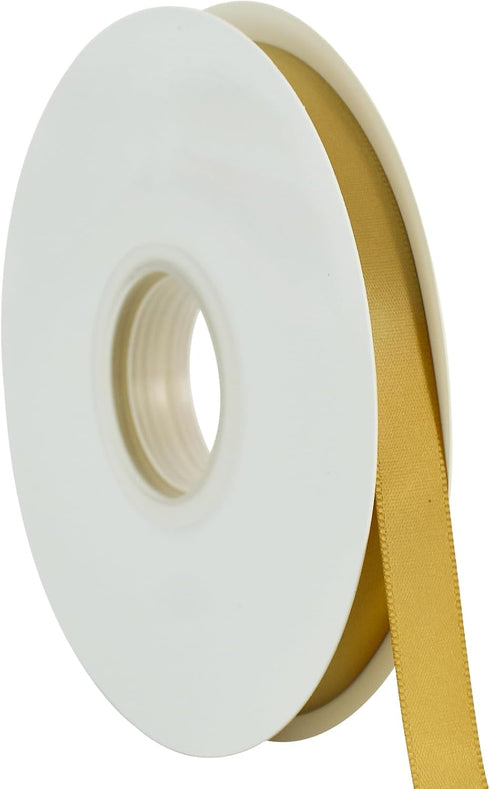 TONIFUL 1/2 Inch x 50yd Dark Gold Satin Ribbon Thin Solid Fabric Ribbon for Gift Wrapping, Floral Bouquets, Bows and Craft Making, Christmas Valen...