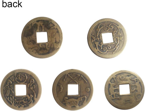 ZeeStar Bless 5Pcs Chinese Feng Shui I Ching Divination Coins Fortune Coins Good Luck Coins +Gift Bag(wudiqian)...