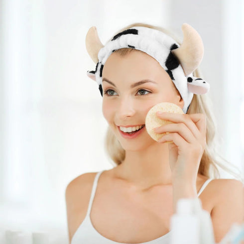 Cow Headbands for Washing Face Spa Makeup Head Band for Women Cute, Cow Skincare Headband Animal, Face Wash Hair Band for Girls Spa Party Favors S...