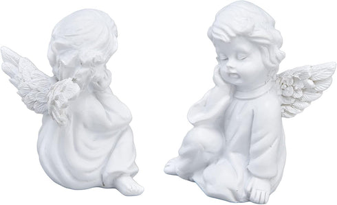 Hapivida Cherub Statue, 2.2×2.4in Resin Cherubs White Angel Statue Figurine Garden Sleeping Cherub Statue Sculpture for Indoor Outdoor Home Decora...