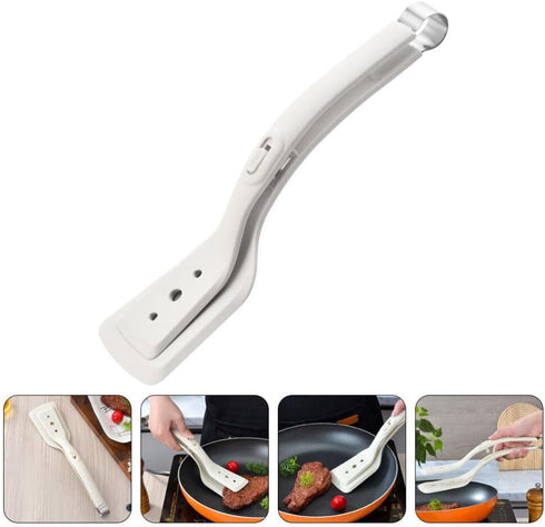Alipis 2 in 1 Grip and Flip Spatula Tongs Silicone Egg Flipper Tong Bread Pancake Fish French Toast Omelet Making Steak Clamp for Home Kitchen Coo...