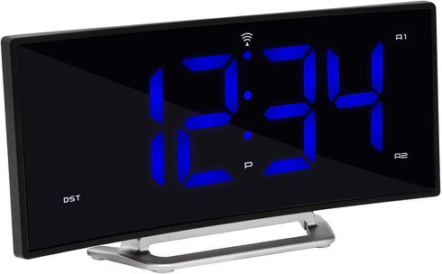 La Crosse Technology Curved Blue LED Atomic Dual Alarm Clock, 1.8 Inch (617-249)...
