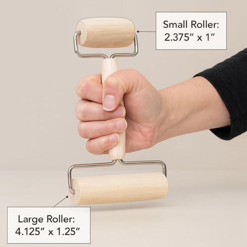 Mrs. Anderson’s Baking Double Dough Roller, Includes 4.125 and 2.375-Inch Wide Cylinders, Rubberwood...