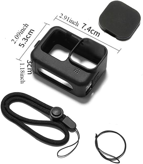 Black Silicone Protective Case for Go Pro Hero 12/Hero 11/Hero 10/Hero 9 Black,Battery Side Cover&Screen Protectors& Lens Caps&Lanyard for Go Pro ...