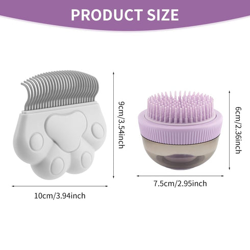 Dog Bath Brush, Dog Scrubber for Bath, Portable Dog Shampoo Brush with 2 Brush Heads, Dog Grooming Brush Pet Shampoo Massage Dispenser brush for L...