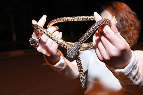 LUREME Flexible Bendable Snake Necklace, Adjustable Snake Collar Choker Necklace, Snake Waist Chain for Women (nl006311)...