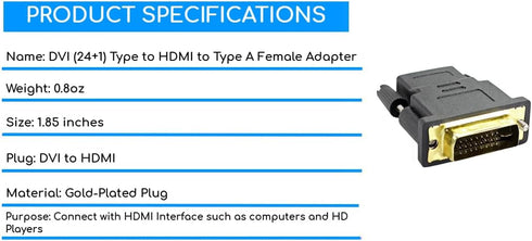 KUJOBUY DVI-I Dual-Link 24+5 Male to HDMI Female Adapter DVI to HDMI Adapter 1080p Converter PC Playstation TV DVD Full HD High Speed Blu-Ray Disc...
