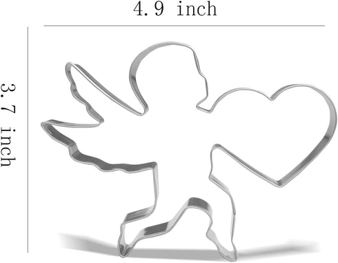 Keewah Valentine Cupid with Heart Cookie Cutter - 4.9 x 3.7 inch - Stainless Steel...