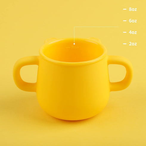 BLUE GINKGO Silicone Toddler Cups - Open Cup for Baby with Handles | Made in Korea | 8oz Training Open Cups for Toddlers 1-3 (Yellow)...