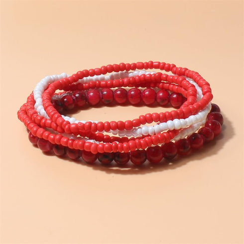 Pingyongchang Bohemian Stackable Bead Stretch Bracelets for Women Handmade Stretch Bohemian Style Stretch Multilayered Boho Elastic Bracelet Set C...