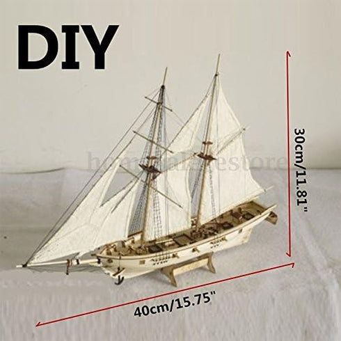 DIY Hobby Wooden Ship, 1:100 Scale Wooden Wood Sailboat Ship Kits Home DIY Model Home Decoration Boat Gift Toy Assembly Model Boat Kits Sailing Bo...